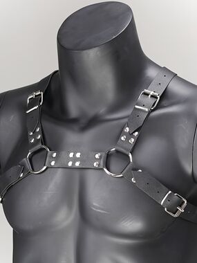 Black Chest Harness Belt w O Rings and Studs Gothic Punk Body Harness Adjustable